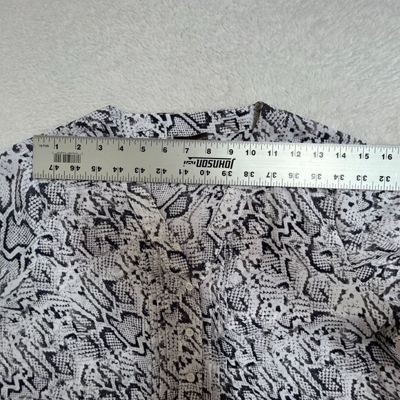 Vince Camuto Womens Snakeskin Print Ruffle Sleeve Blouse Top Small Black/White - Picture 5 of 7